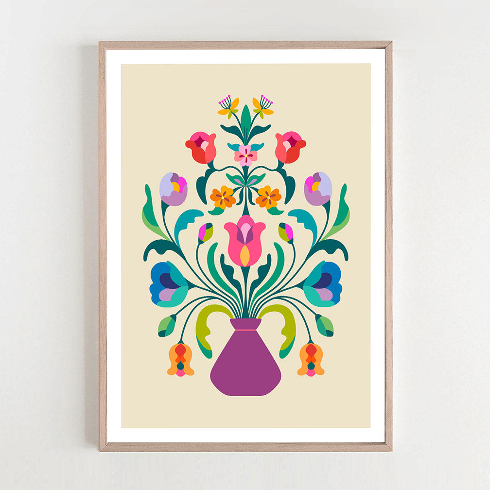Bright tulips wall art print, bringing a touch of spring indoors with its beautiful and cheerful design.