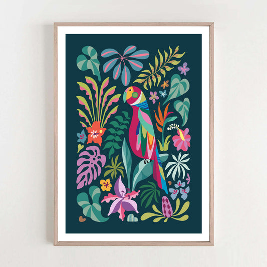 Vibrant parrot painting, perfect for tropical decor.