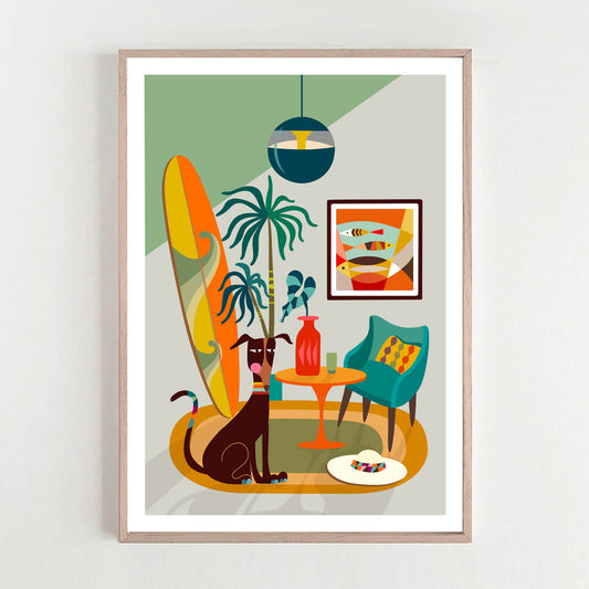 Mid Century Modern Dog Art Print