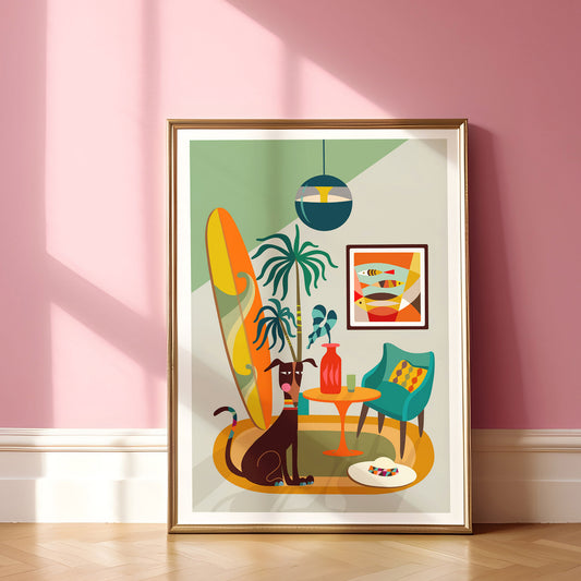 Mid Century Modern Dog Art Print