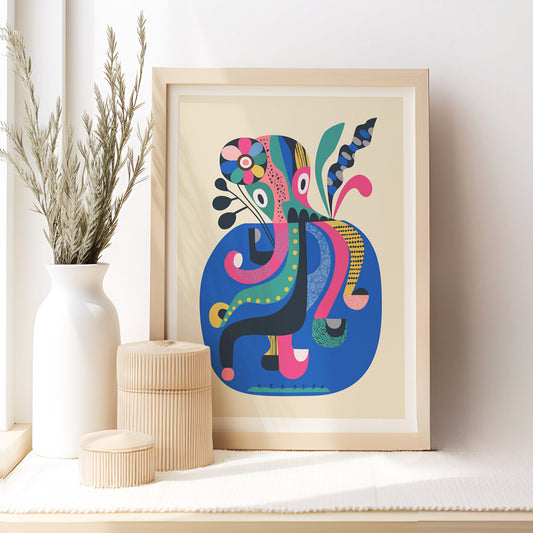 Colorful octopus art print with vibrant design.