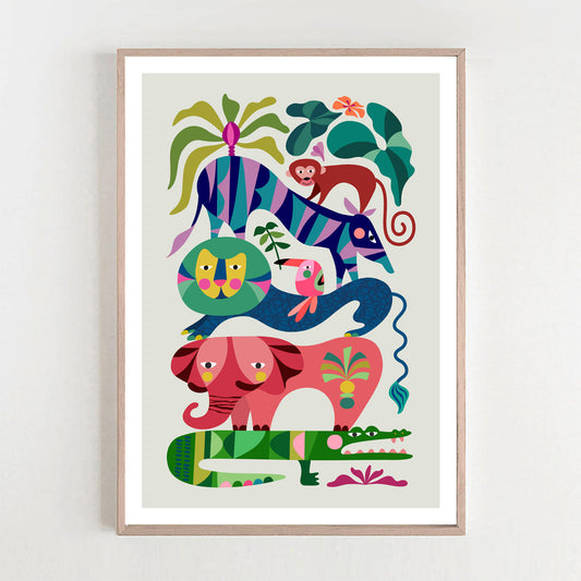 Bring life to your baby's room with this whimsical animals framed art print. 