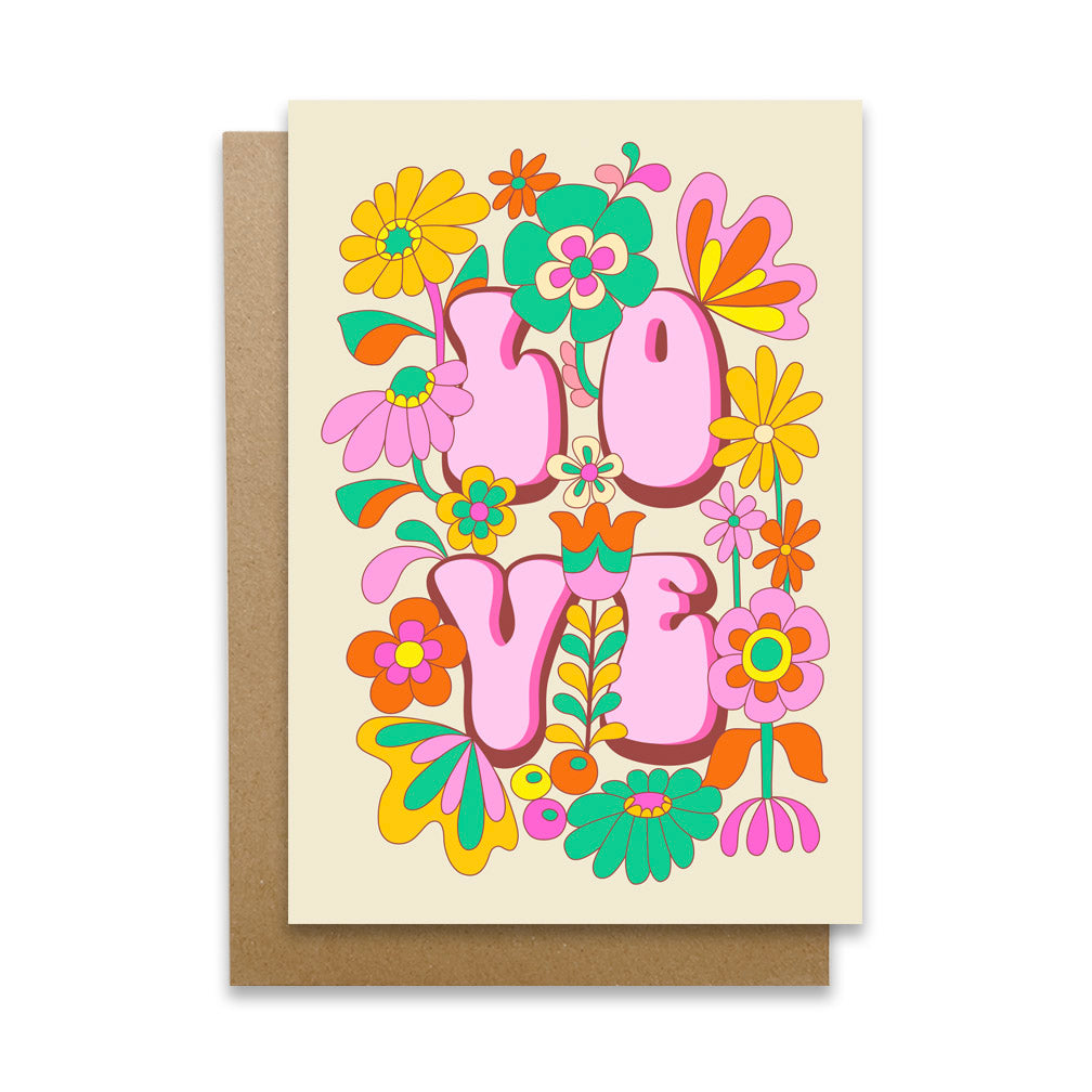 Floral Love Greeting Card: A beautiful card adorned with colorful flowers, perfect for expressing love and affection.